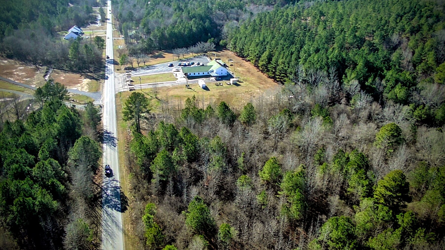 Aerial view of the Bryan Clay House and surrounding Cullman community